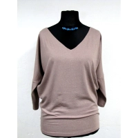 Tunika Aline kimono z dekoltem - capucino ze srebrnym brokatem